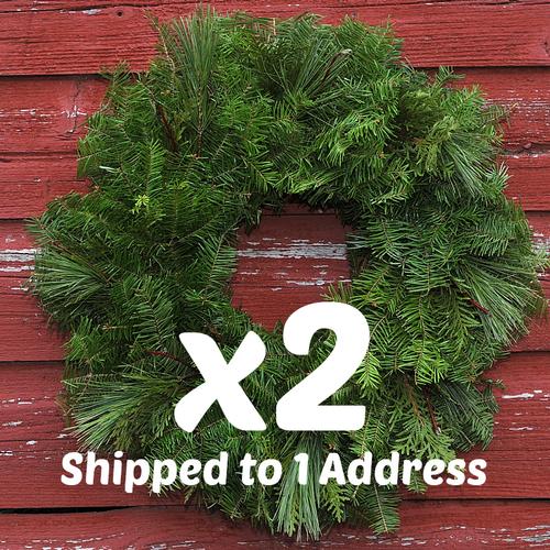Mixed Greens Wreaths w/ Dogwood Twigs - x2 18 inch  (42.00 each with this deal)